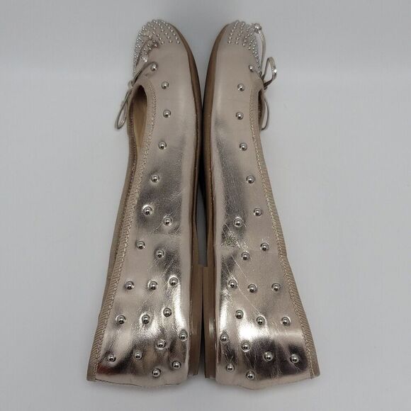 Nine West Women's Metallic Curvy 3 Bow Tie Studded Ballet FlatsSize 9.5 M - Picture 10 of 13